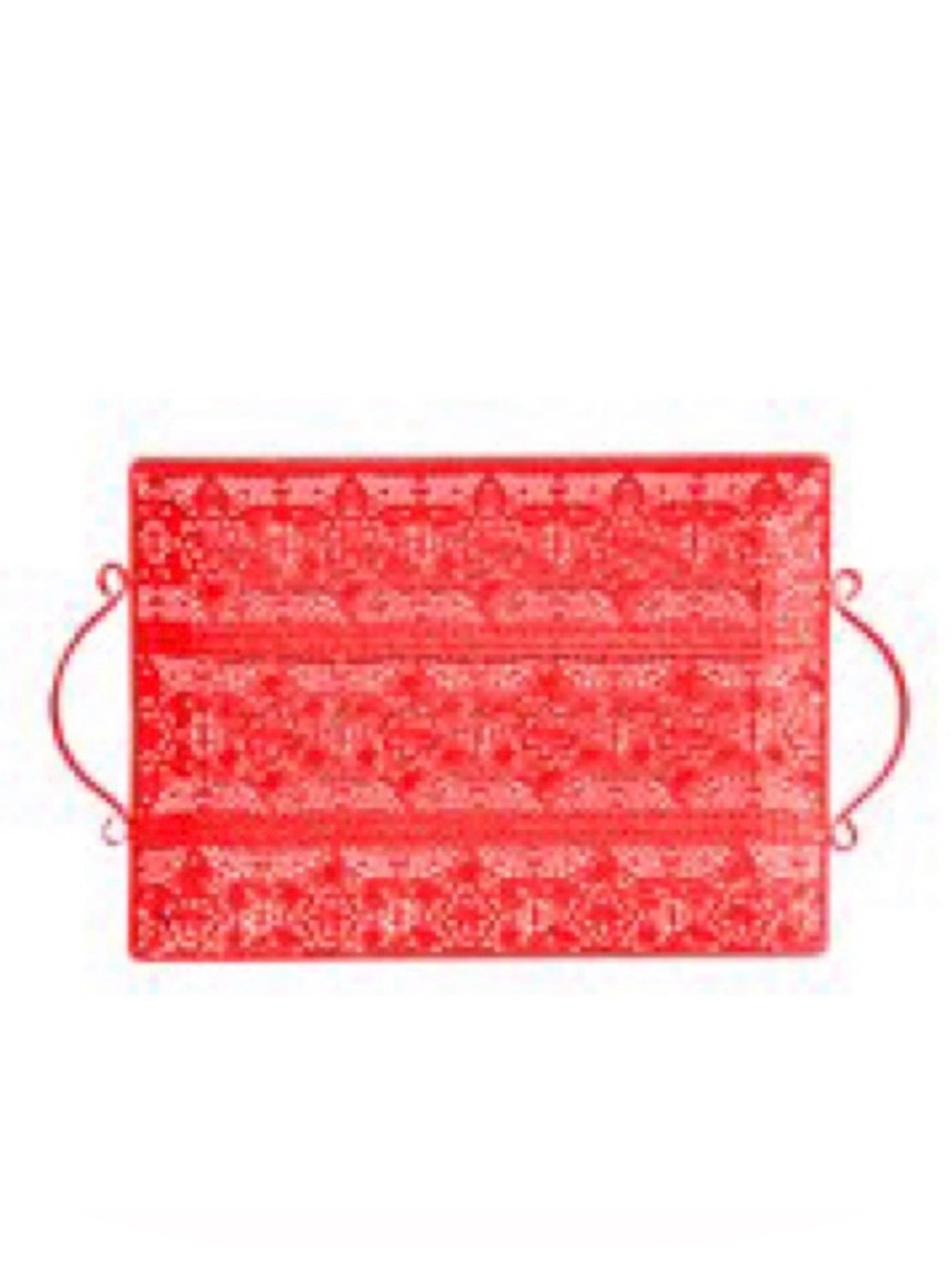 🌺 Rare! 🌺 NWOT The Pioneer Woman Red Lace Metal Tray - New Without Tag - Picture 3 of 7